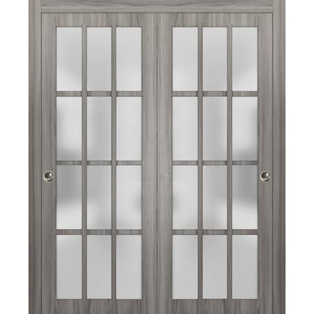 Sartodoors Closet Bypass Interior Door, 84" x 80", Gray FELICIA3312DBD-GA-84